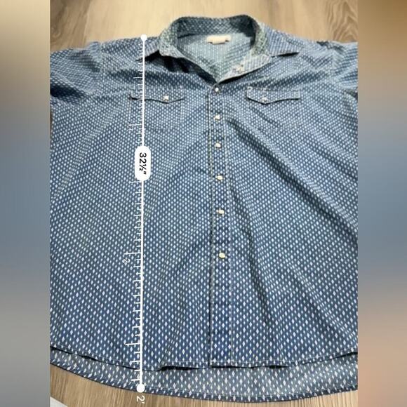 Vintage Wrangler Diamond Print Pearl Snap Button Down‎ Wrancher Shirt Sz XL - Picture 8 of 8